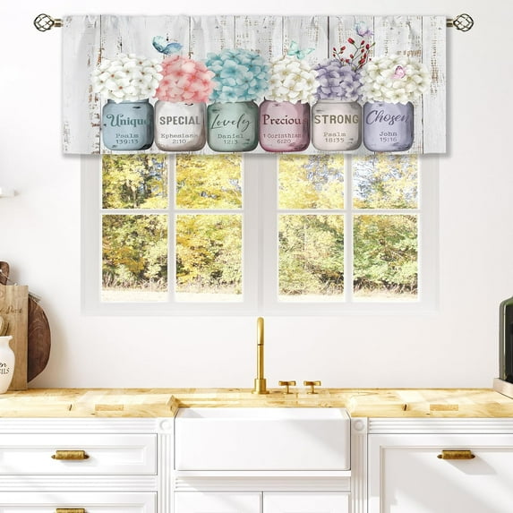 Farmhouse Floral Inspirational Bible Curtain Valance for Window Treatments Flower God Says You are Kitchen Treatment Mason Jar Christian Drapes for Bathroom Bedroom Living Room (52x18 Inch)