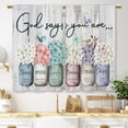 thumbnail image 1 of Farmhouse Floral Inspirational Bible Kitchen Curtains Flower God Says You are Small Short Cafe Window Curtains Mason Jar Christian Bathroom Drapes Treatment Tier Curtains (27.5x39 Inch), 1 of 1