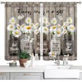 thumbnail image 1 of Farmhouse Floral Kitchen Curtains Butterfly Daisy Flower Rustic Vintage Inspirational Small Short Cafe Window Curtains Wooden Country Quotes Bathroom Tier Window Treatment Drapes 27.5x36 Inch, 1 of 6