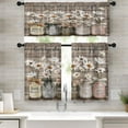thumbnail image 1 of Farmhouse Floral Kitchen Window Curtains Valance and Tier Set 36 Inch, Daisy Rustic Vintage Flower Inspirational 3 Piece Window Treatment Tiers Kitchen Decor Country Wooden Drapes, 1 of 6