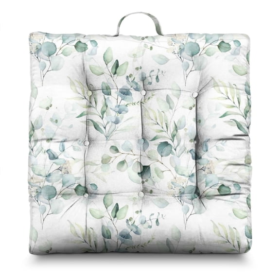 Farmhouse Floral Meditation Cushion - Supportive Square Seat with Spring Floral Watercolor