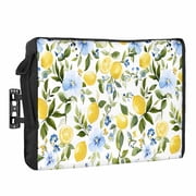 Farmhouse Floral Outdoor TV Cover 60 to 65 inch Weatherproof Waterproof, Lemon Eucalyptus Leaf Watercolor Plant TV Enclosures with Remote Control Pocket Flat Screen Protector for Outside