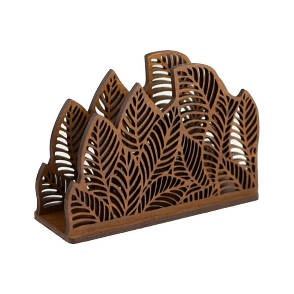 Farmhouse Floral Pattern Wooden Napkin Holder with Desktop Ornament for Living Room and Dining Table Display Stand in Home Kitchen