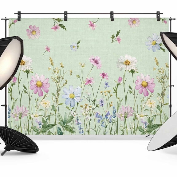 Farmhouse Floral Photography Backdrop 7x5FT, Wildflowers Herb Plant Retro Green Texture Photo Backdrops, Background for Photography Studio Photo Studio Background, Back Drop for Photoshoot