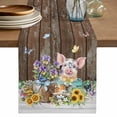 thumbnail image 1 of Farmhouse Floral Pig Table Runner 72 Inches, Spring Sunflowers Butterfly Brown Bed Runner Dresser Scarves Tabletop for Indoor Outdoor Parties/Ceremony/Banquet, 18" x 72", 1 of 9