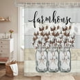 thumbnail image 1 of Farmhouse Floral RV Shower Curtain, Cotton Flower in Mason Jar Rustic Wooden Plank Camper Fabric Shower Curtain, Bathroom Curtains with Hooks Sets, 36x70inches, 1 of 6