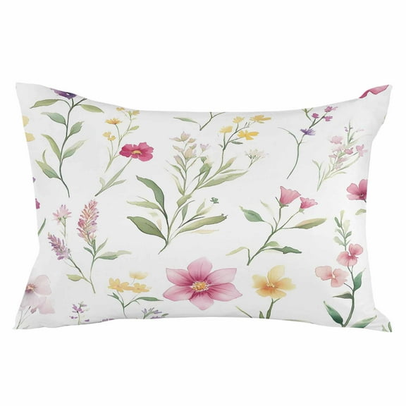 Farmhouse Floral Throw Pillow Cover 16 x 24 Inch Decorative Pillow Cover Spring Botanical Blossom Flowers Lumbar Pillowcase Seasonal Rectangle Cushion Case for Couch Sofa Bed Living Room