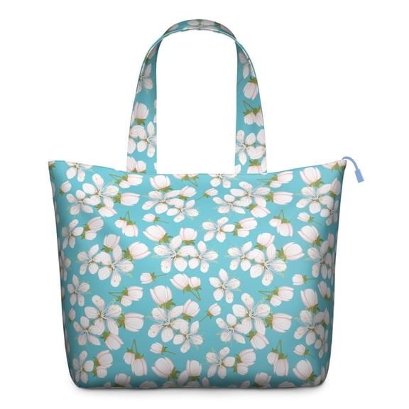 Farmhouse Floral Travel Tote Bag, Lightweight Zippered Shoulder Bag with Multiple Pockets, Perfect for Moms on the Go