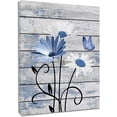 thumbnail image 1 of Farmhouse Floral Wall Art for Living Room, Blue and White Daisy Flower and Butterfly on Rustic Wood Board Canvas Wall Art Framed Artwork Ready to Hang for Bathroom Bedroom Decor, 1 of 5