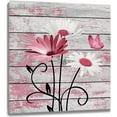 thumbnail image 1 of Farmhouse Floral Wall Art for Living Room, Pink and White Daisy Flower and Butterfly on Rustic Wood Board Canvas Wall Art Framed Artwork Ready to Hang for Bathroom Bedroom Decor,12L X 12W Inches, 1 of 6