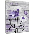 thumbnail image 1 of Farmhouse Floral Wall Art for Living Room, Purple and White Daisy Flower and Butterfly on Rustic Wood Board Canvas Wall Art Framed Artwork Ready to Hang for Bathroom Bedroom Decor, 16L X 12W, 1 of 6