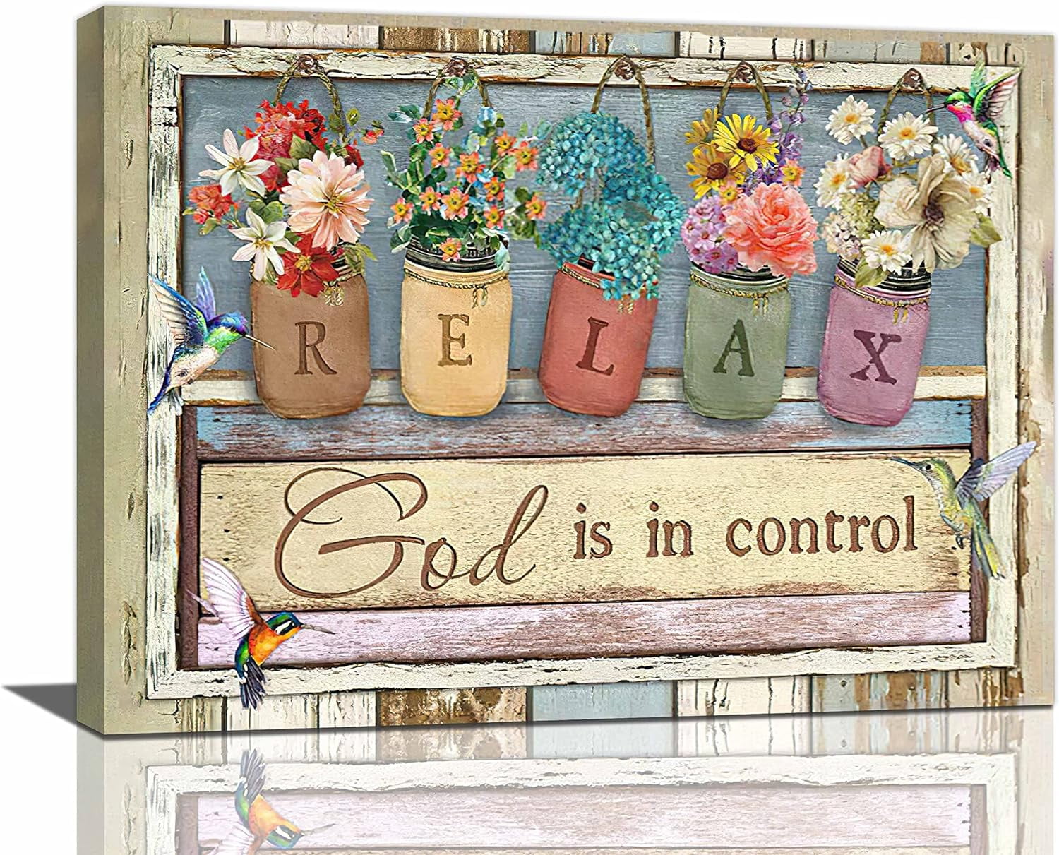 Farmhouse Floral Wall Art Rustic Flower Pictures Wall Decor Country Relax Painting Canvas Prints Modern Framed Home Artwork Decor for Bathroom Bedroom Living Room 16"x12"