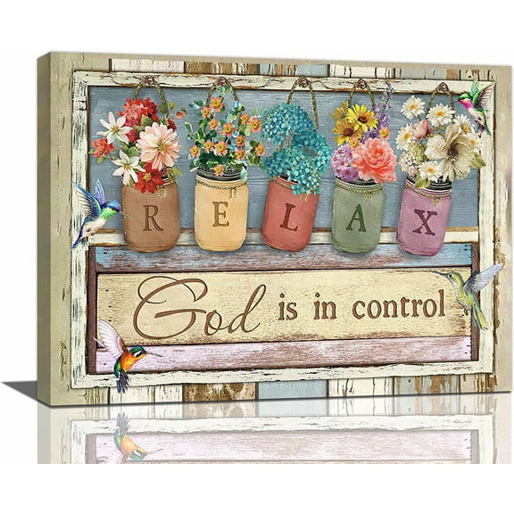 Farmhouse Floral Wall Art Rustic Flower Pictures Wall Decor Country Relax Painting Canvas Prints Modern Framed Home Artwork Decor for Bathroom Bedroom Living Room 16"x12"