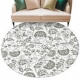 thumbnail image 1 of Farmhouse Floral Washable Round Area Rug 5 ft, Seaweed Green Pastoral Botanical Country Rustic , Soft Non Slip Rugs Stain Repellent Indoor Felt Carpet for Living Dining Room Bedroom Home Office, 1 of 9