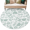 thumbnail image 1 of Farmhouse Floral Washable Round Area Rug 6 ft, Turquoise Pastoral Botanical Country Rustic , Soft Non Slip Rugs Stain Repellent Indoor Felt Carpet for Living Dining Room Bedroom Home Office, 1 of 9