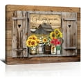 thumbnail image 1 of Farmhouse Floral in Window Canvas Wall Art Scripture Picture Country Rustic Painting for Kitchen Bathroom Bedroom Living Room Framed Wall Art Decor 16‘‘ x 12‘‘, 1 of 6