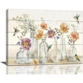 thumbnail image 1 of Farmhouse Flower Bathroom Decor Wall Art Hummingbird Floral Pictures Wall Decor Bottles Canvas Painting Prints Artwork Home Decorations Framed for Bedroom 12inx16in, 1 of 6