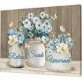 thumbnail image 1 of Farmhouse Flower Bathroom Decor Wall Art Rustic Blue Floral Canvas Painting Prints Bathroom Pictures for Wall Relax Soak Unwind Bathroom Signs Modern Artwork Home Decoration for Office 16"x12", 1 of 6