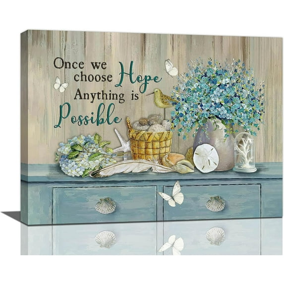 Farmhouse Flower Bathroom Decor Wall Art Rustic Floral Pictures Floral Decor Flower Canvas Painting Flower Decorations Framed Artwork for Bathroom Kitchen Bedroom 16"x12"