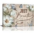 thumbnail image 1 of Farmhouse Flower Bathroom Decor Wall Art Rustic Hummingbird White Floral Pictures Wall Decor Just Breathe Canvas Painting Prints Artwork Home Decorations Framed for Bedroom12inx16in, 1 of 6