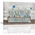 thumbnail image 1 of Farmhouse Flower Butterfly Bathroom Wall Art Country Floral Flower Bathroom Decor Rustic Flower Canvas Painting Framed Artwork for Bathroom Living Room Kitchen Bedroom 16"x12", 1 of 6