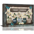 thumbnail image 1 of Farmhouse Flower Canvas Wall Art Daisy Butterfly Wall Decor Today I Choose Quotes Country Painting Picture Canvas Prints Framed Artwork for Living Room Bedroom Bathroom 16"x12", 1 of 6