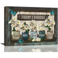 thumbnail image 1 of Farmhouse Flower Canvas Wall Art Daisy Butterfly Wall Decor Today I Choose Quotes Country Painting Picture Canvas Prints Framed Artwork for Living Room Bedroom Bathroom 16"x12", 1 of 6