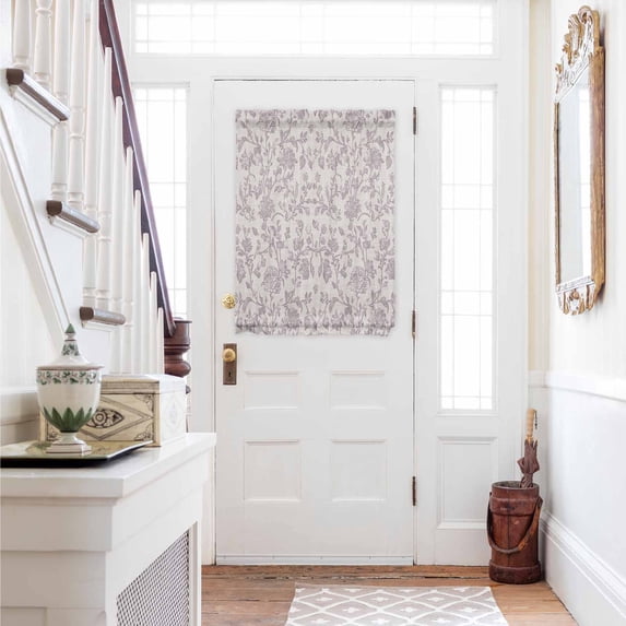 Farmhouse Flower Door Curtains for Door Window, French Sidelight Front Back Door Curtains With Tieback, Botanical Vintage Purple Leaf Plant Kitchen Rod Pocket Drapes Panel, 54"x40"
