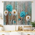 thumbnail image 1 of Farmhouse Flower Floral Kitchen Curtains Rustic Teal Turquoise Dahlia Small Short Cafe Window Curtains Country Blue Vintage Bathroom Drapes Treatment Tier Curtains 2 Panels (27.5x39 Inch), 1 of 6