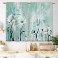 thumbnail image 1 of Farmhouse Flower Kitchen Curtains Teal Rustic Daisy Floral Small Short Cafe Window Curtains Country Vintage Turquoise Rod Pocket Bathroom Window Drapes Treatment Tier Curtains (26x36 Inch), 1 of 6