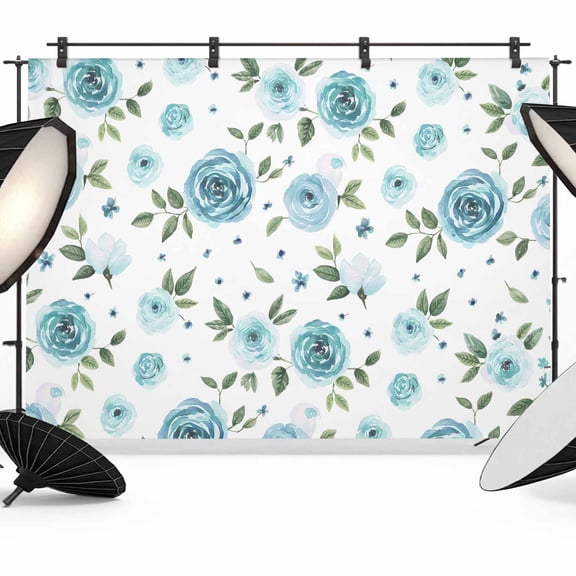 Farmhouse Flower Photography Backdrop 7x5FT, Country Light Blue Floral Leaf Texture Photo Backdrops, Background for Photography Studio Photo Studio Background, Back Drop for Photoshoot