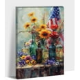 thumbnail image 1 of Farmhouse Flower Picture Canvas Wall Art, American Flag Flowers Mason Jars Pictures Prints, Retro Floral Botanical Paintings Wall Decor for Living Room Bedroom Bathroom Kitchen Artwork 12x18 Inch, 1 of 7