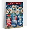 thumbnail image 1 of Farmhouse Flower Picture Canvas Wall Art, Welcome American Flowers Mason Jars Pictures Prints, Rustic Floral Botanical Paintings Wall Decor for Living Room Bedroom Bathroom Kitchen Artwork 12x18 Inch, 1 of 5