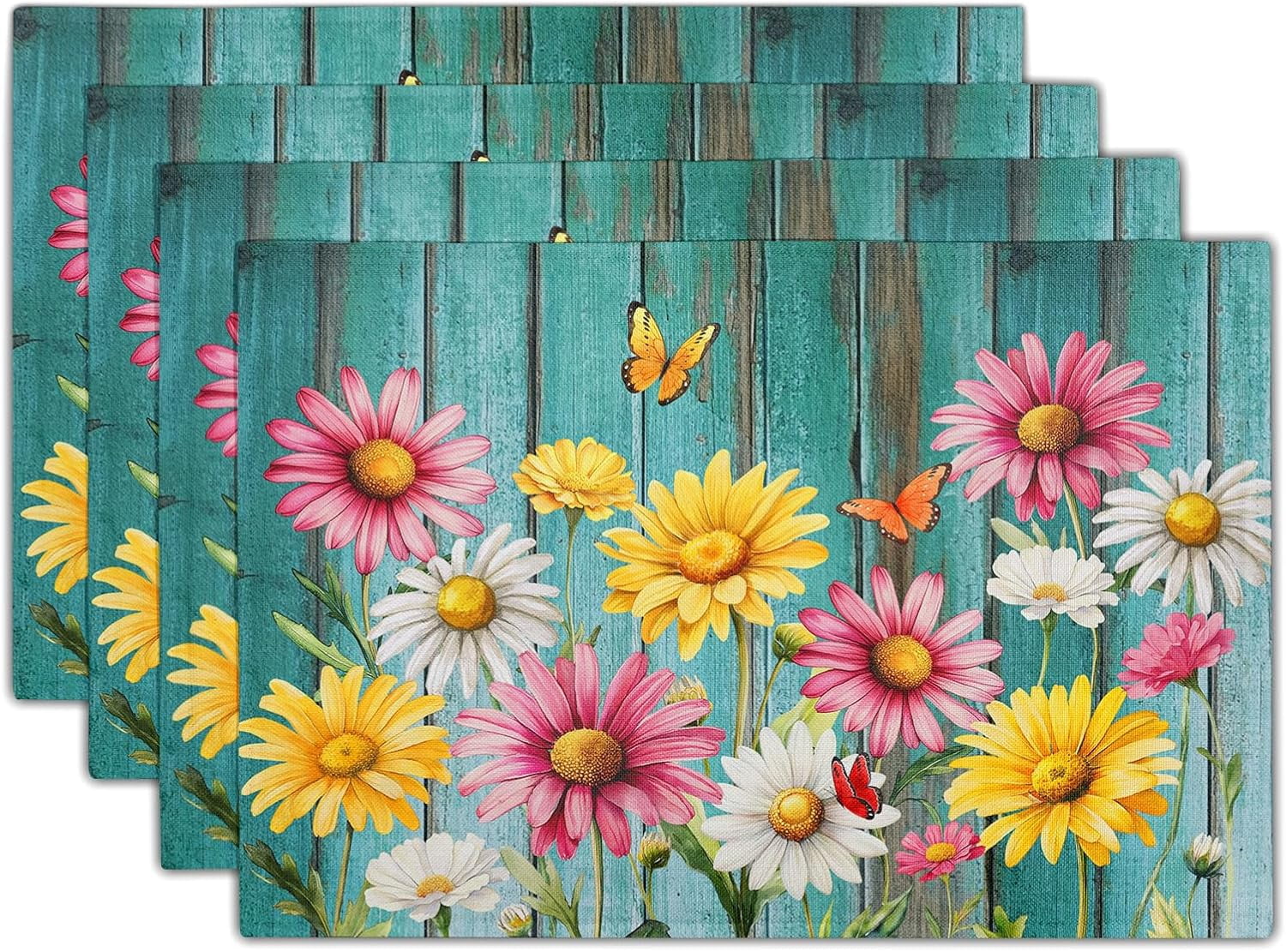 Spring Flower Simpl Farmhouse Flower Placemats 12×18 Inches Set of 4 Spring Summer Floral ...