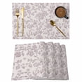 thumbnail image 1 of Farmhouse Flower Placemats Set of 4 Botanical Vintage Purple Leaf Plant Place Mats Indoor Wipeable Table Mats Washable Cloth Dining Table Placemats for Kitchen Holiday Party Home Decor 13x19 Inch, 1 of 9
