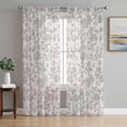 thumbnail image 1 of Farmhouse Flower Semi Sheer Curtains 72 Inch Length 2 Panels Set, Botanical Vintage Grey Leaf Plant Sheer Kitchen Curtain Privacy Voile Window Curtain for Living Room Bedroom Rod Pocket Drapes, 1 of 7