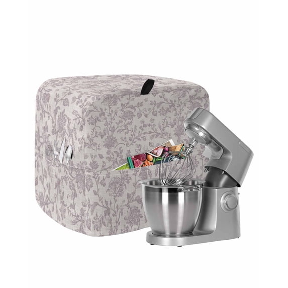 Farmhouse Flower Stand Mixer Dust Cover with Storage Pocket & Handles,Botanical Vintage Purple Leaf Plant Fits All Tilt Head & Bowl Lift Kitchen Appliance Cover Organizer Bag Accessories,4.5-5 Quart