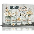thumbnail image 1 of Farmhouse Flower Wall Art Painting, 16x12 Wrapped Canvas, Rustic Country Floral Wall Decor for Kitchen Bathroom Bedroom, 1 of 6