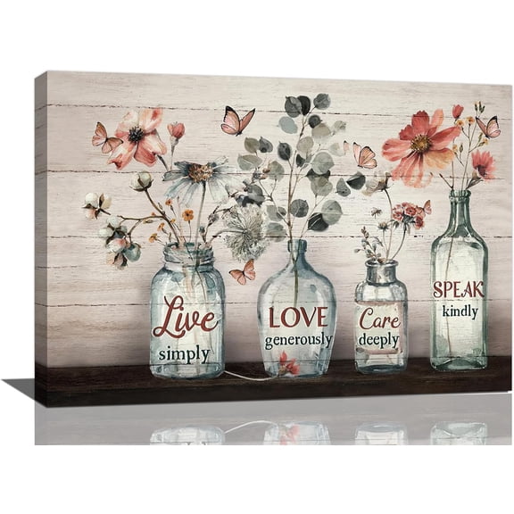 Farmhouse Flower Wall Art Religious Bathroom Pictures Wall Decor Scripture Christian Canvas Artwork Painting Hummingbird Framed Poster Print for Home Living room Bedroom Bathroom Office 12inx16in