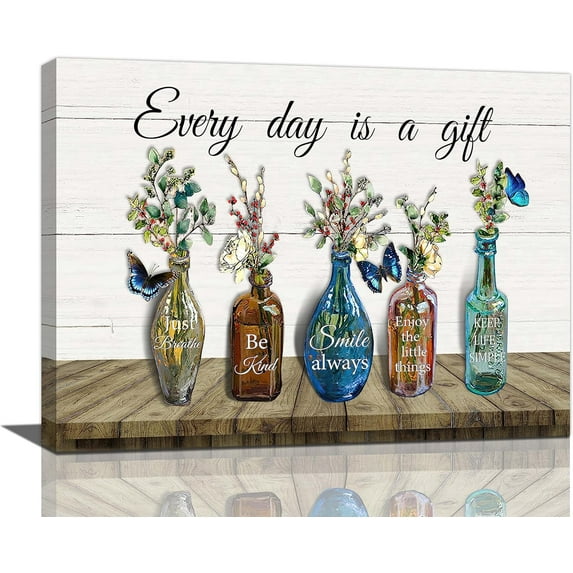 Farmhouse Flower Wall Art Rustic Eucalyptus Leaf Pictures Wall Decor Country Floral Painting Canvas Prints Home Artwork Framed Decoration, Green Eucalyptus, 12''''x16''''