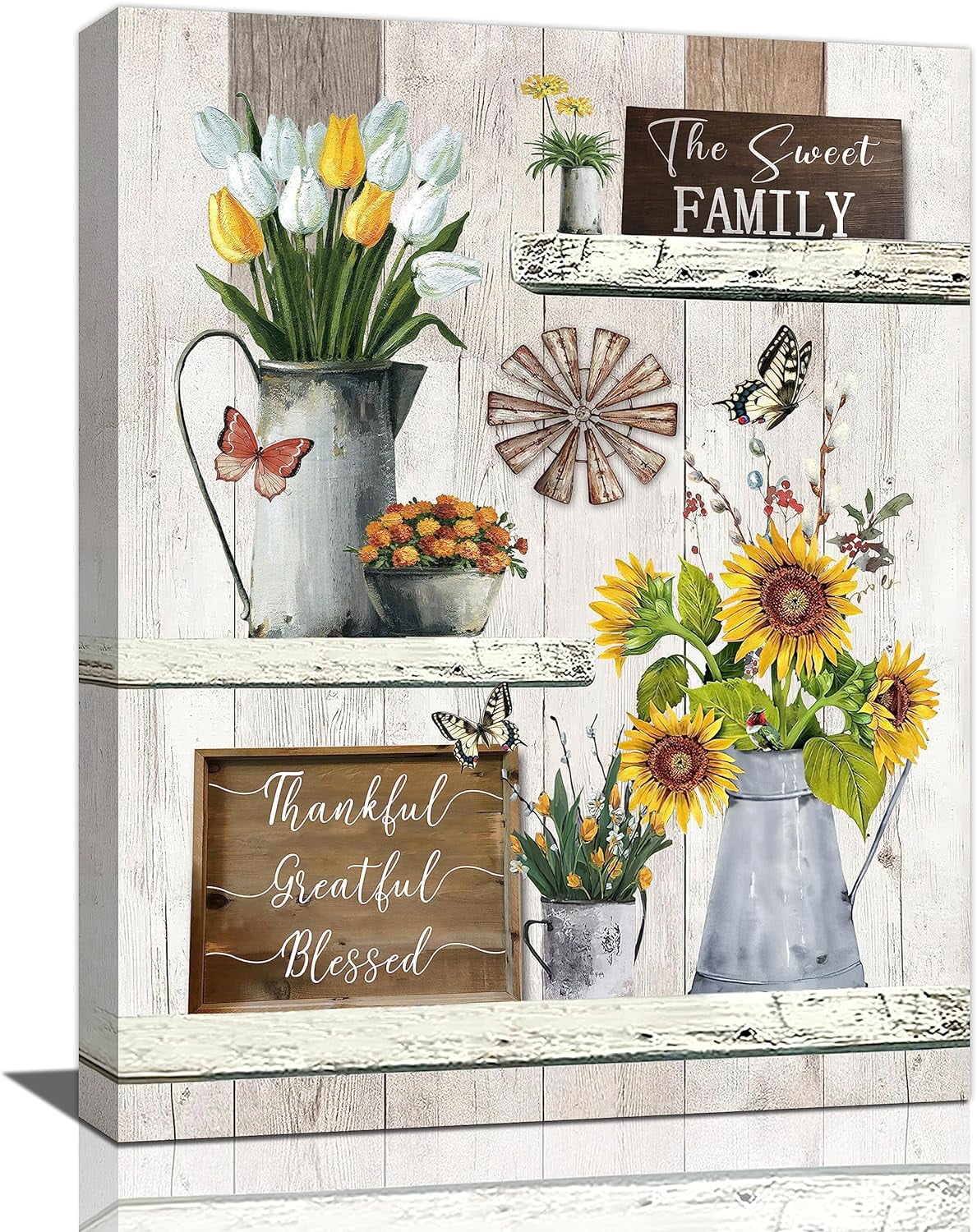 Farmhouse Flower Wall Decor Rustic Sunflower Tulip Pictures Wall Art ...