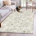 thumbnail image 1 of Farmhouse Flowers Area Rugs 4'x6', Washable Small Throw Rugs for Office Bathroom, Green Botanical Floral Patterned Indoor Outdoor Rug Non-Slip Low Pile Carpet Runner Reversible Floor Mats, 1 of 8