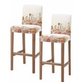 thumbnail image 1 of Farmhouse Flowers Bar Stool Covers Set of 2, Vintage Botanical Floral Eucalyptus Leaf Stretch Bar Chair Covers with Backs, Removable Pub Counter Height Chair Cover for Kitchen Dining Room Cafe, 1 of 7
