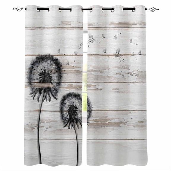 Farmhouse Flowers Blackout Curtains for Bedroom/Living Room, Thermal Insulated Kitchen Curtains, Retro Rustic Wild Floral Wooden Grian Grommet Darkening Window Treatment Drapes 42"x63"x2