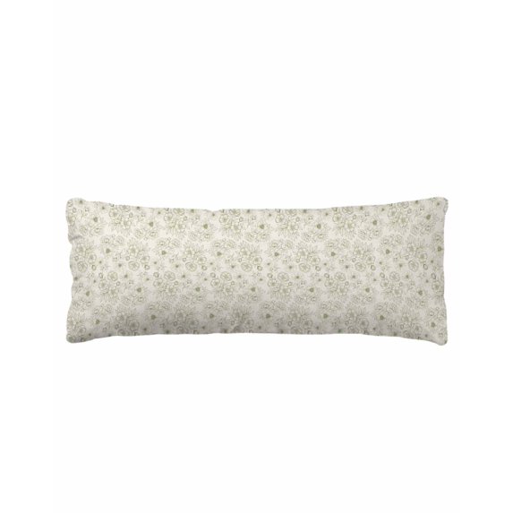 Farmhouse Flowers Body Pillow Cover 20 x 60 Inch Decorative Pillow Cover Green Botanical Floral Patterned Lumbar Pillowcase Seasonal Rectangle Cushion Case for Couch Sofa Bed Living Room