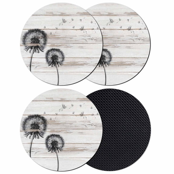 Farmhouse Flowers Coasters Set of 4, Absorbent Coasters for Drinks, Retro Rustic Wild Floral Wooden Grian Coaster for Desk Coffee Table Protection, Home Decor House Warming Gifts 4"