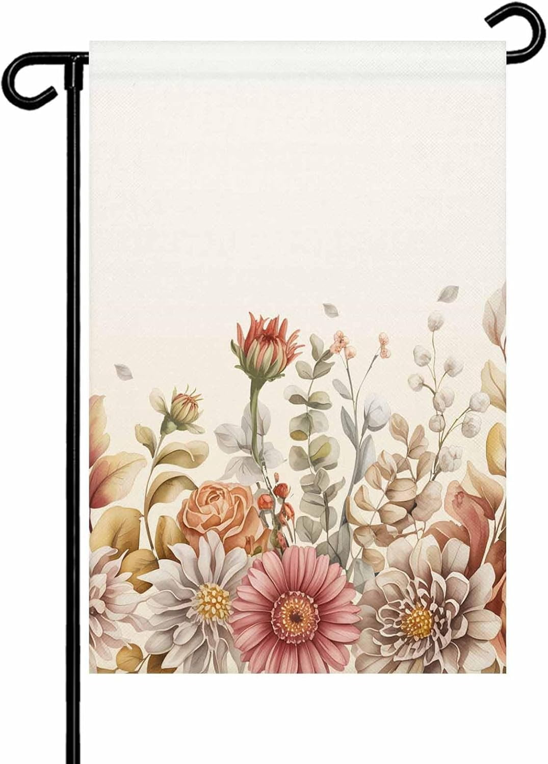 Farmhouse Flowers Garden Flag 12x 18 Double Side, Vintage Botanical Floral Eucalyptus Leaf Garden Flags Outside House Flag Banner Welcome Yard Flags for Holiday Party Outdoor Decorations All Seasons