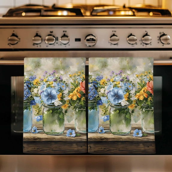 Farmhouse Flowers Kitchen Towels Set of 2, Country Spring Botanical Florals Painting Absorbent Dish Towels for Kitchen, Microfiber Hand Towel, Quick Drying Tea Towel for Cleaning Dishcloths