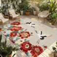 thumbnail image 1 of Farmhouse Flowers Outdoor Rug for Patio/Deck/Porch, Non-Slip Large Area Rug 3 x 5 Ft, Japanese Style Peony Floral White Bird Indoor Outdoor Rugs Washable Area Rugs, Camping Rug Carpet Runner, 1 of 8