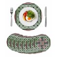 thumbnail image 1 of Farmhouse Flowers Round 13 Inch Placemats Set of 8, Ethnic Retro Abstract Pattern Lattice HeatResistant Non Slip Place Mats for Dining Table, Wipeable Braided Kitchen Table Mats for Housewarming, 1 of 9
